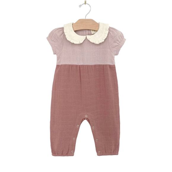City Mouse Colorblock Romper - Soft Rose, 6-9 Months - NWT - Picture 1 of 6